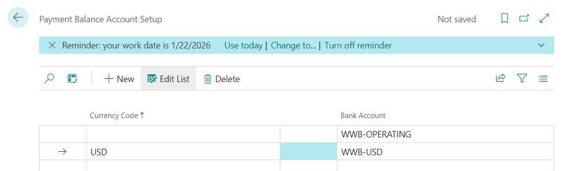 Payment balance account setup