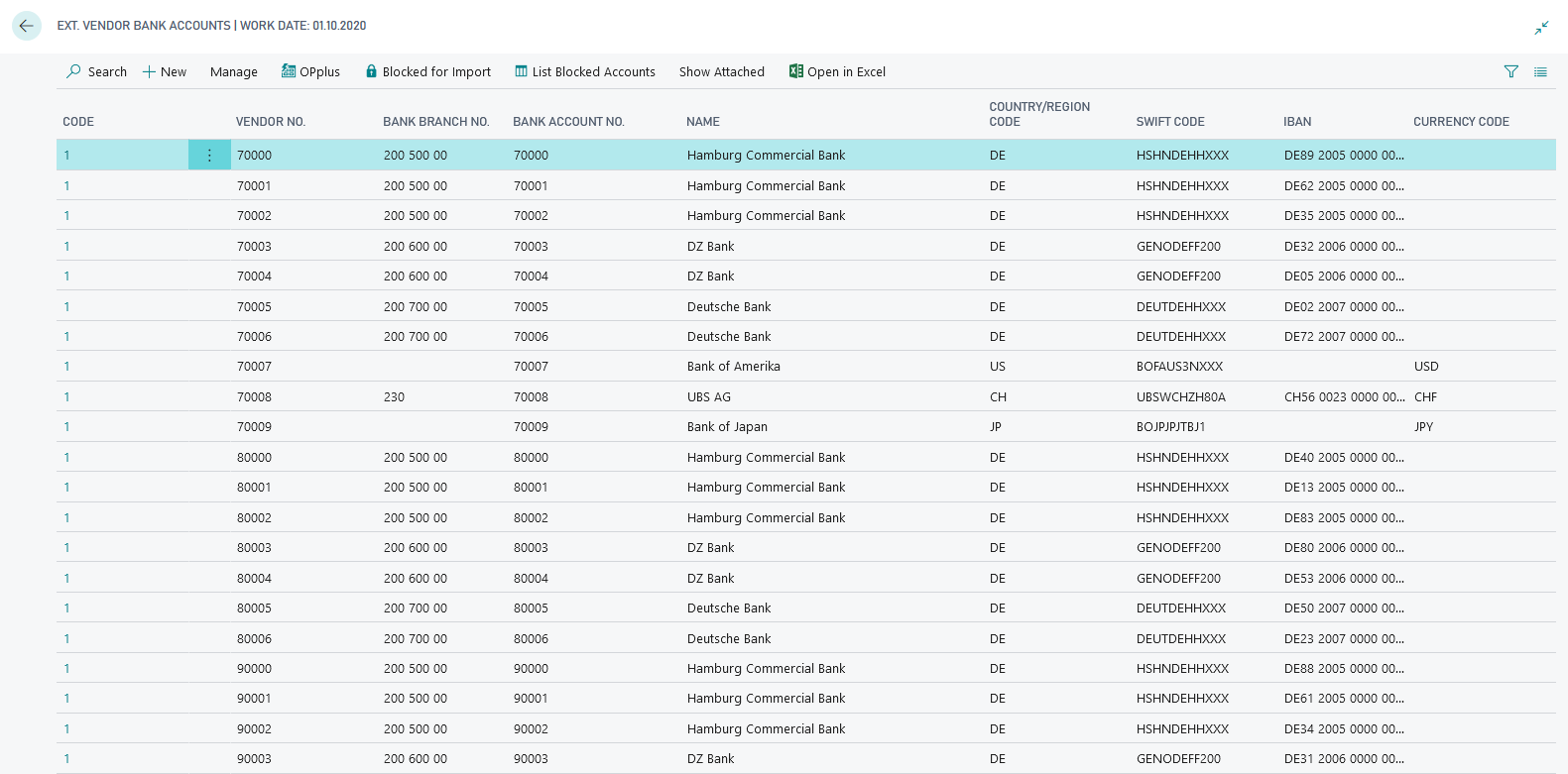 Ext. Vendor Bank Accounts