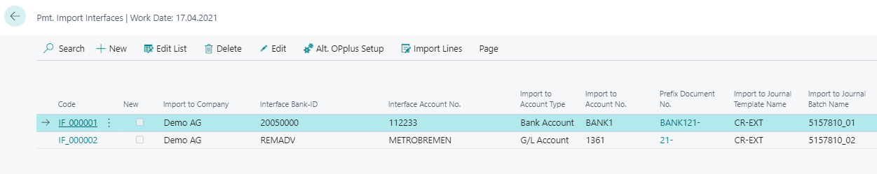 Pmt. Import interfaces