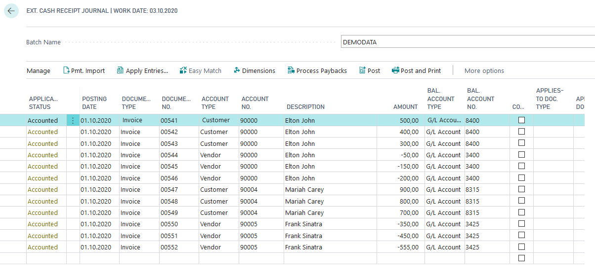 Entries Customer/Vendor Link