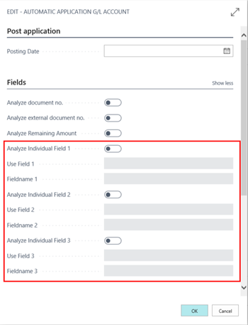 Automatic application - individual fields