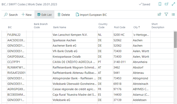 Bank Branch Codes