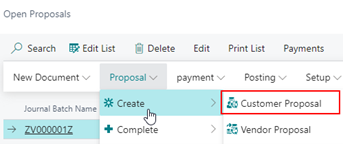 Role Center access Customer Payment Proposal