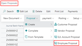 Role Center access Employees Payment Proposal