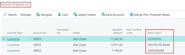 Recipient Bank Account sales document