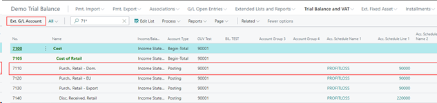 Extended G/L Accounts