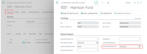 Entrance date in Invoice