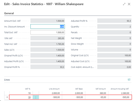 Tax Entries Statistic