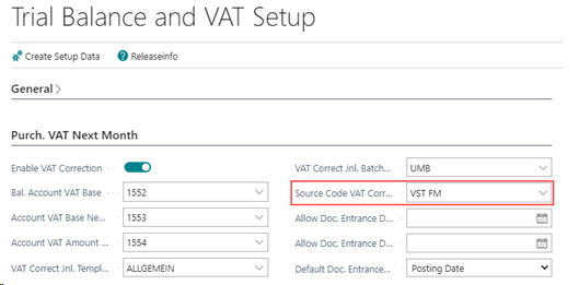 Trial balance and VAT Setup