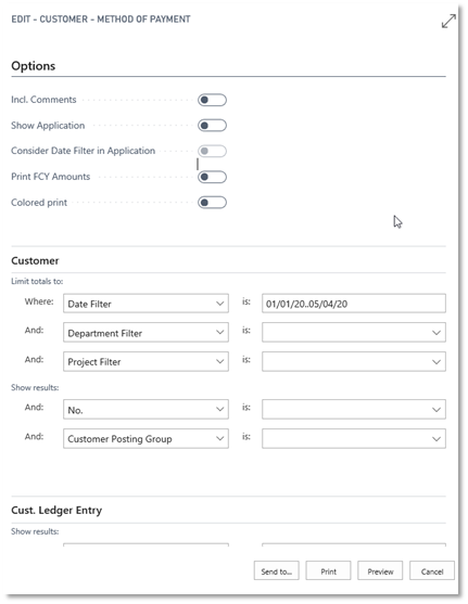 Customer Method of Payment Request Page