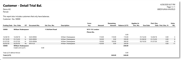 Ext. Cust. Detail Trial Balance Preview