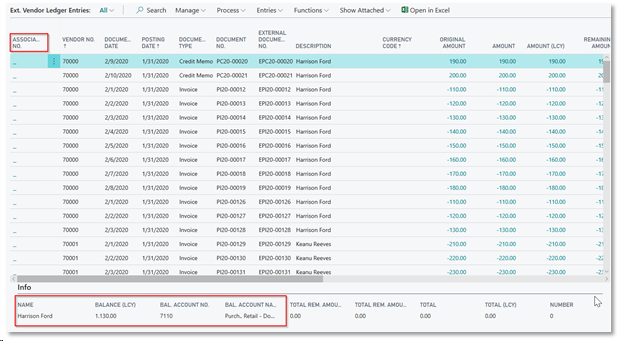 Ext. vendor Ledger Entries - Page