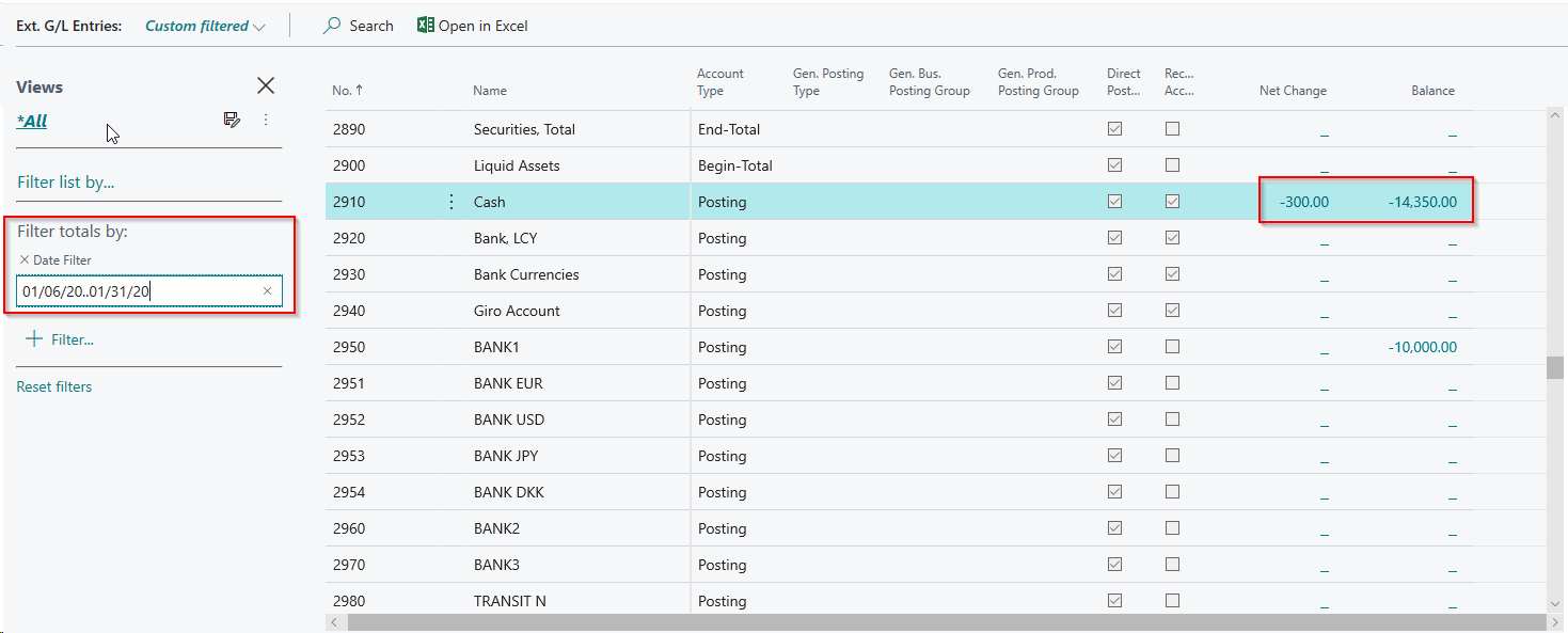 G/L Entries Date Filter