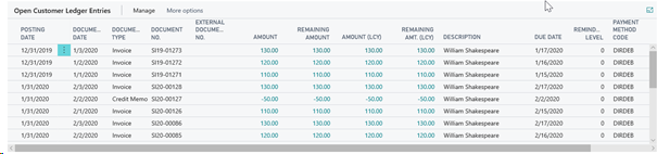 Open Customer Ledger Entries