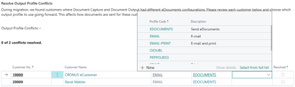 Selecting an output profile