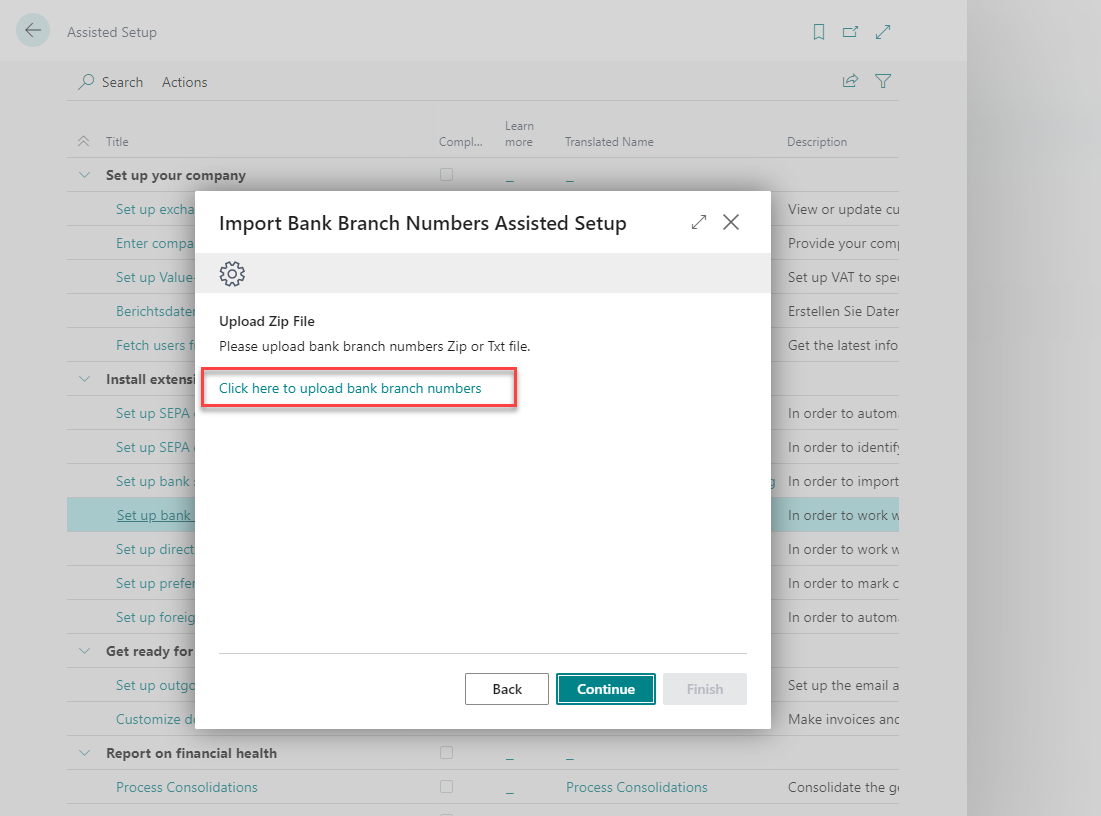 Upload Bank Branch Numbers