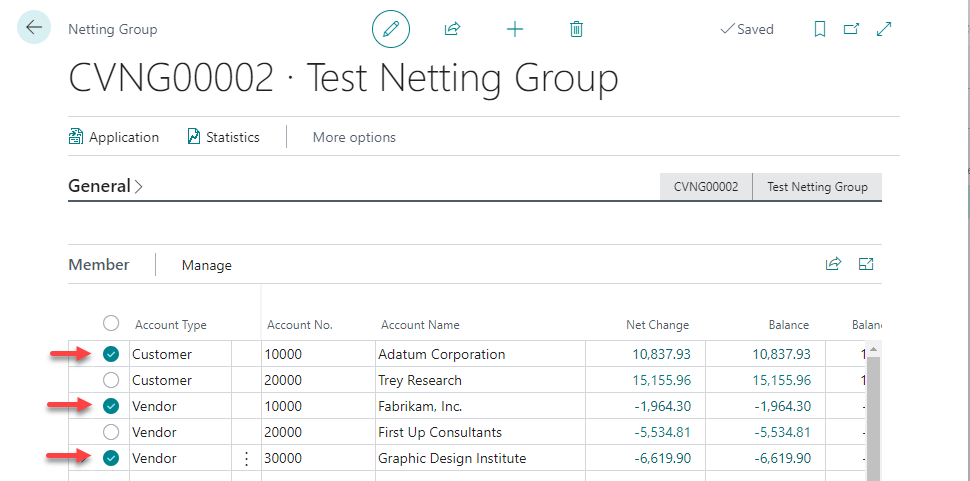 Netting Group liens selection