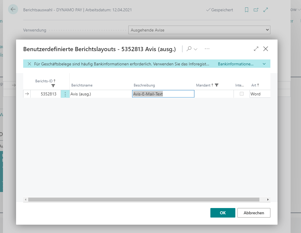 Benutzerdefinierte Berichtslayouts