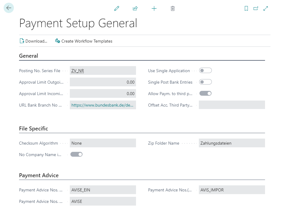 Payment Setup General