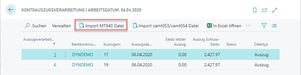 Importing MT940 files