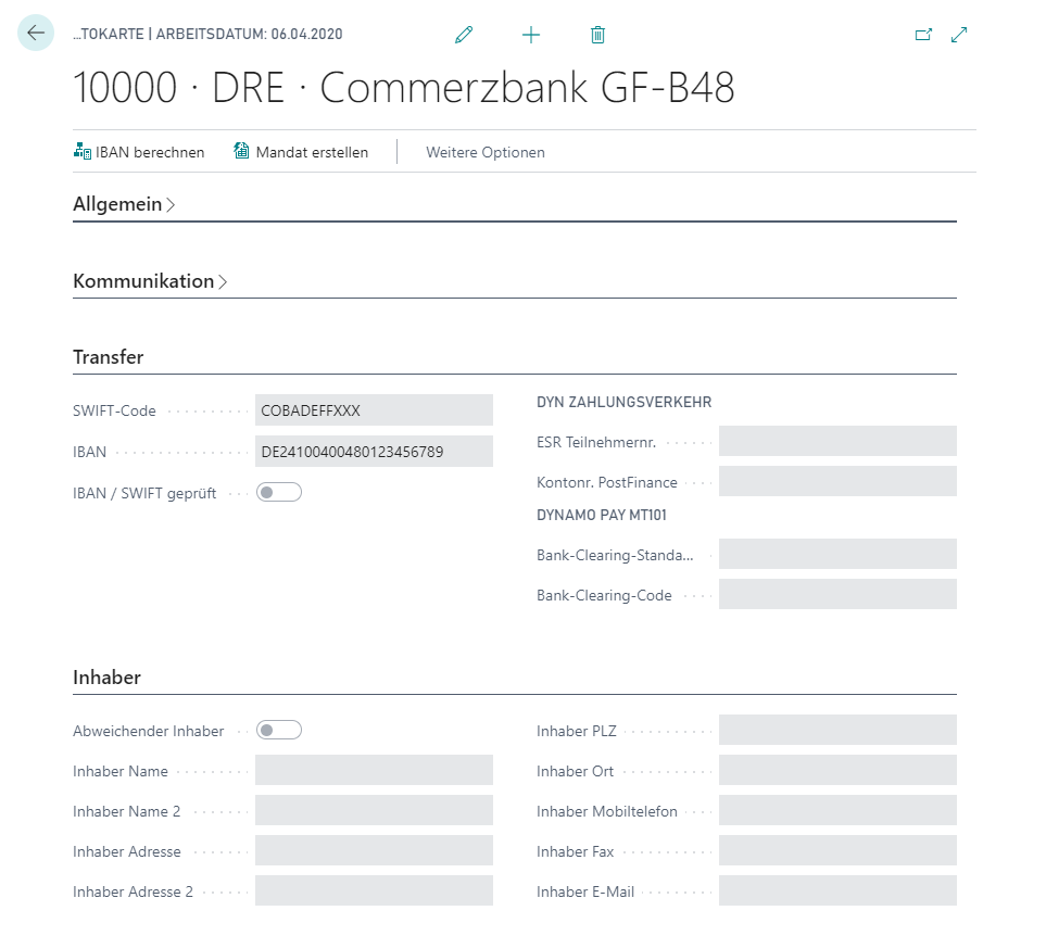 Vendor Bank Account