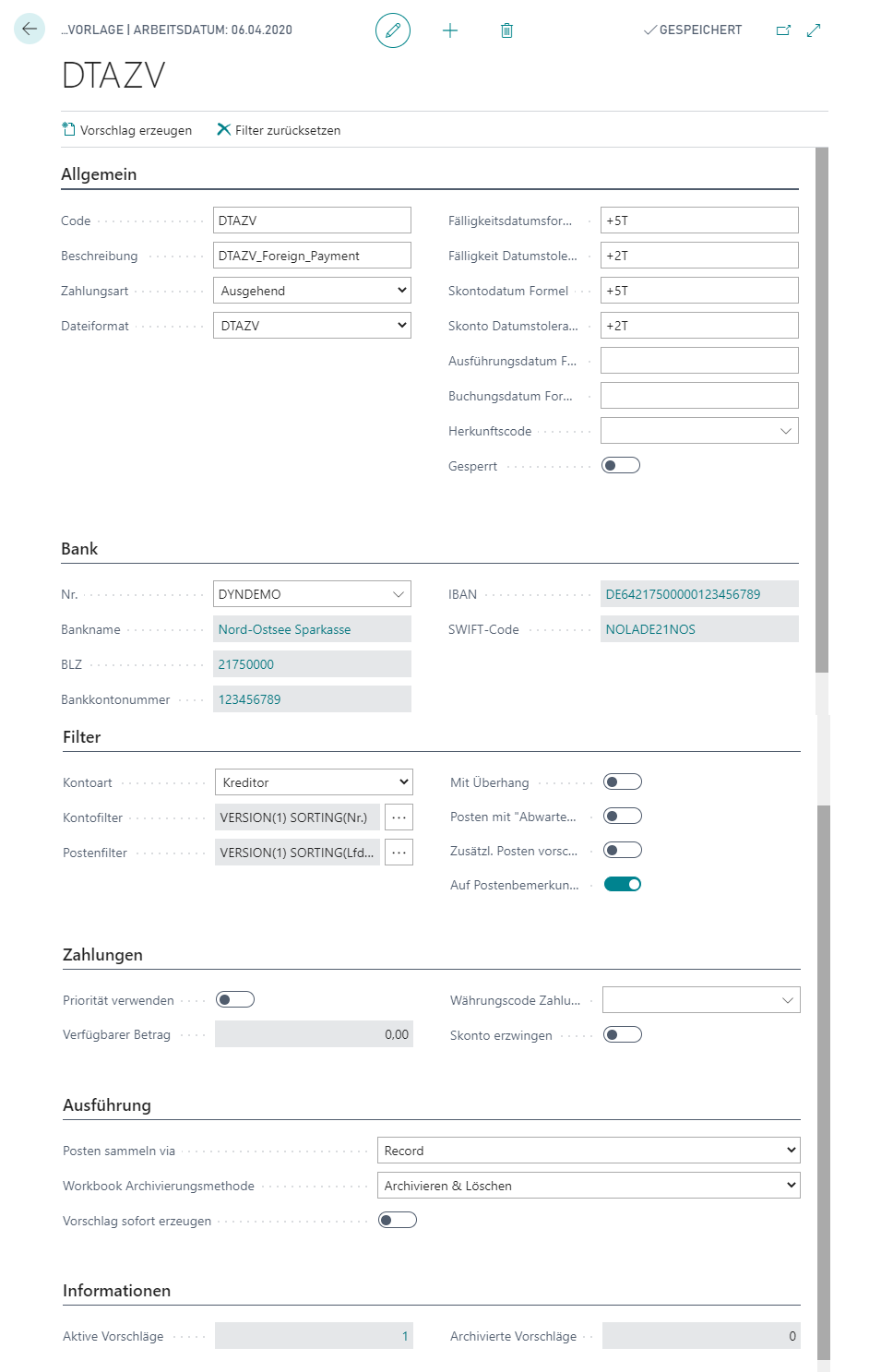 Payment Template DTAZV