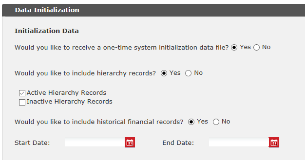 Data Initialization, historical data